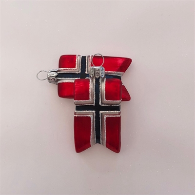 Flag - Norge,  Med hvid Glimmer - 2 STK. i æske